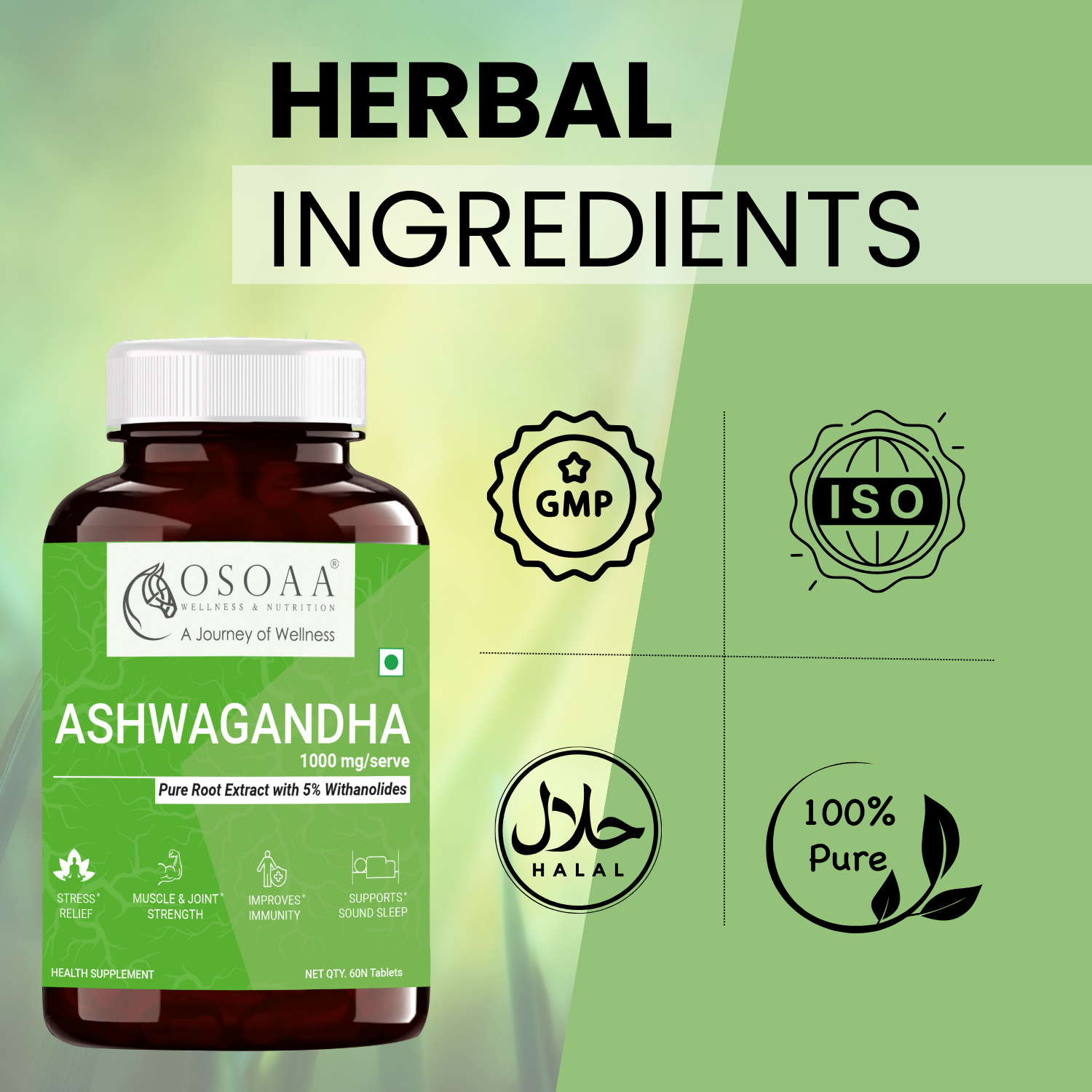 Osoaa Ayurvedic Ashwagandha 1000 mg - 60 Caps