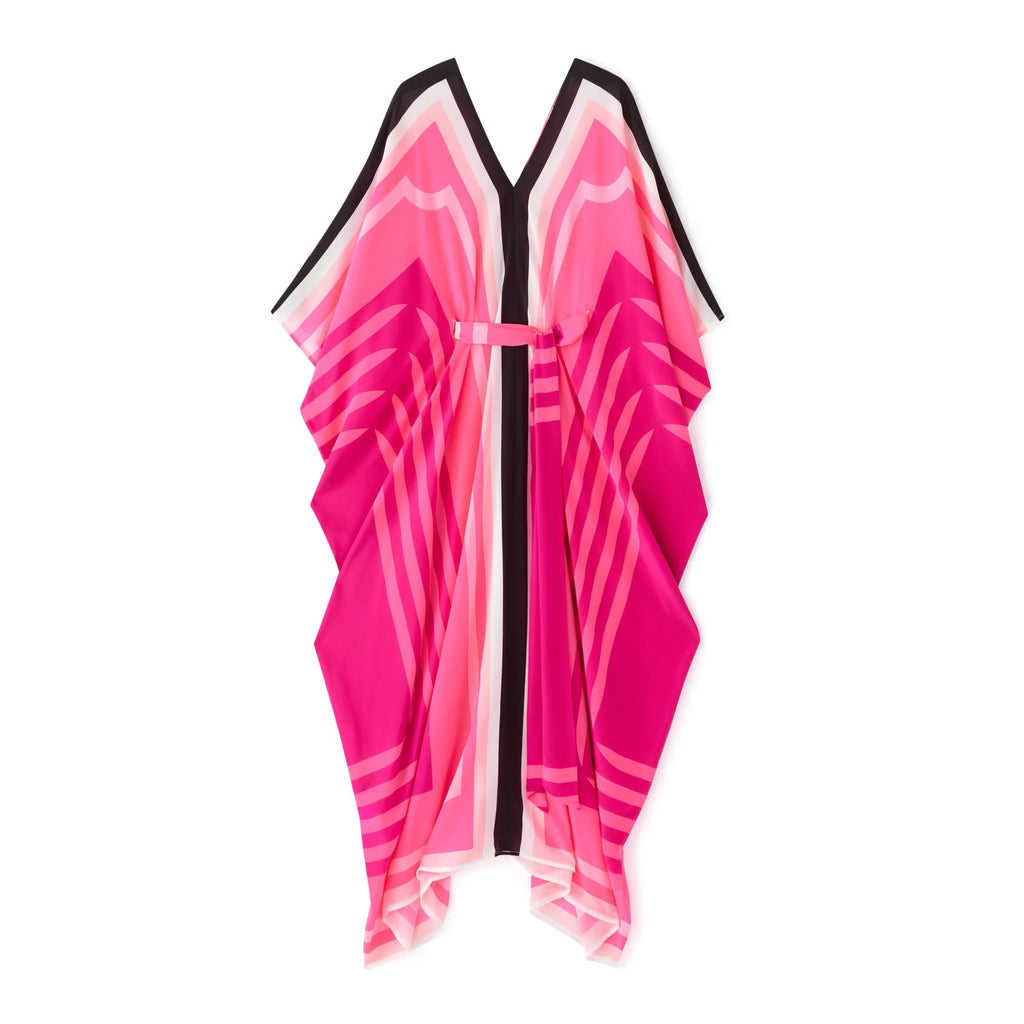 Pink Silk Crepe Kaftan With Belt, Caftan For Women's