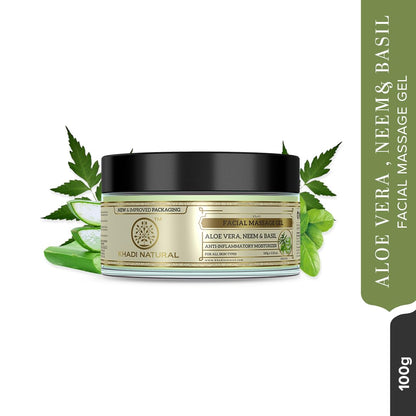 Khadi Natural Herbal Ayurvedic Aloevera Neem and Basil F.Mass.Gel, 100g