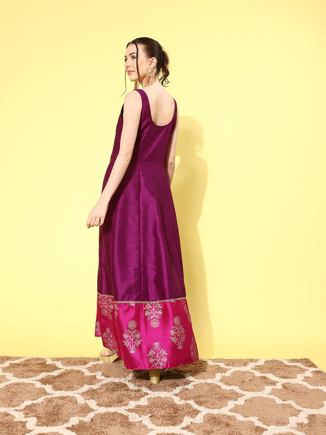 Ahalyaa Ethnic Motifs Printed Maxi Dress