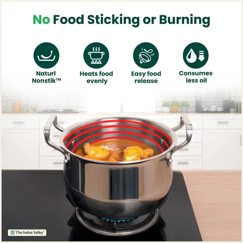 The Indus Valley Tri-Ply Stainless Steel Biryani Pot Casserole