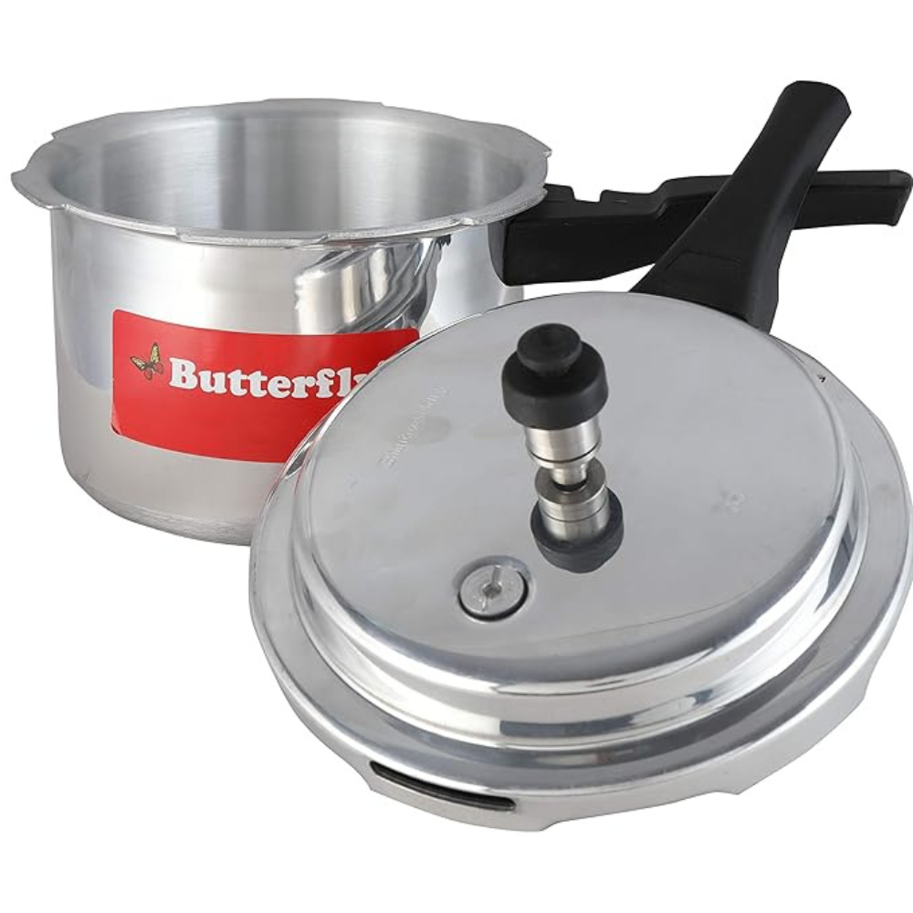 Butterfly Cordial 3 Litres Pressure Cooker | Outer Lid | Food Grade Virgin Aluminium | Induction & Gas Stove Compatible