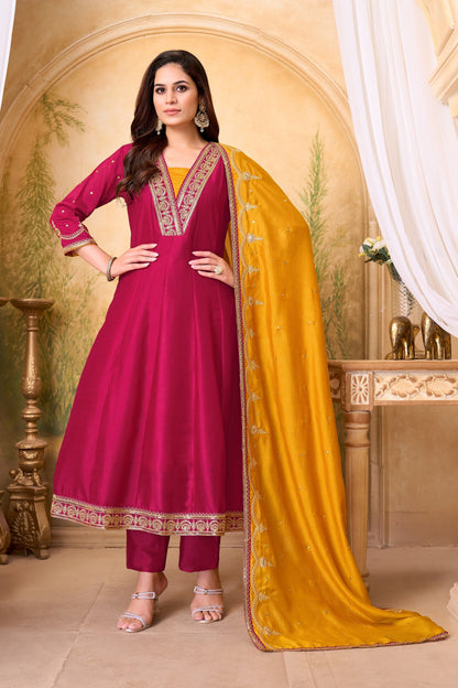 Anaita Pink Anarkali Readymade Suit with Embroidery Work