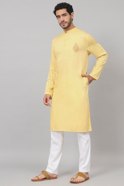 Paisley Embroidered Cotton Kurta by Hilo Design