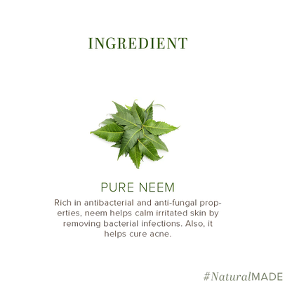 Khadi Natural Pure Neem Soap, 125g Herbal Bathing Soap for Acne Natural Soap with Essential Oils Anti-Bacterial Soap Suitable for All Skin Types