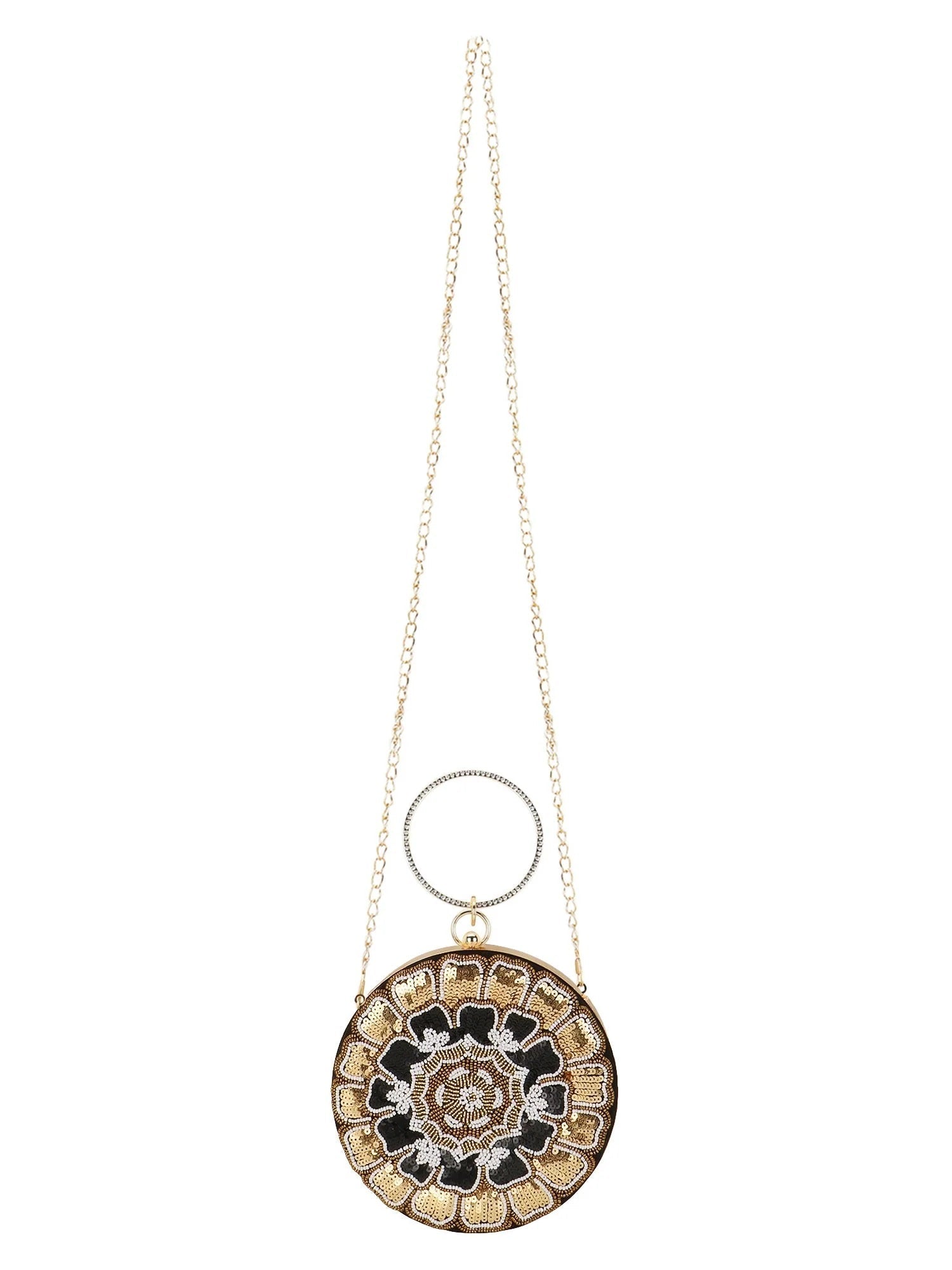 Gala Floral Emroidered Faux Silk Clutch