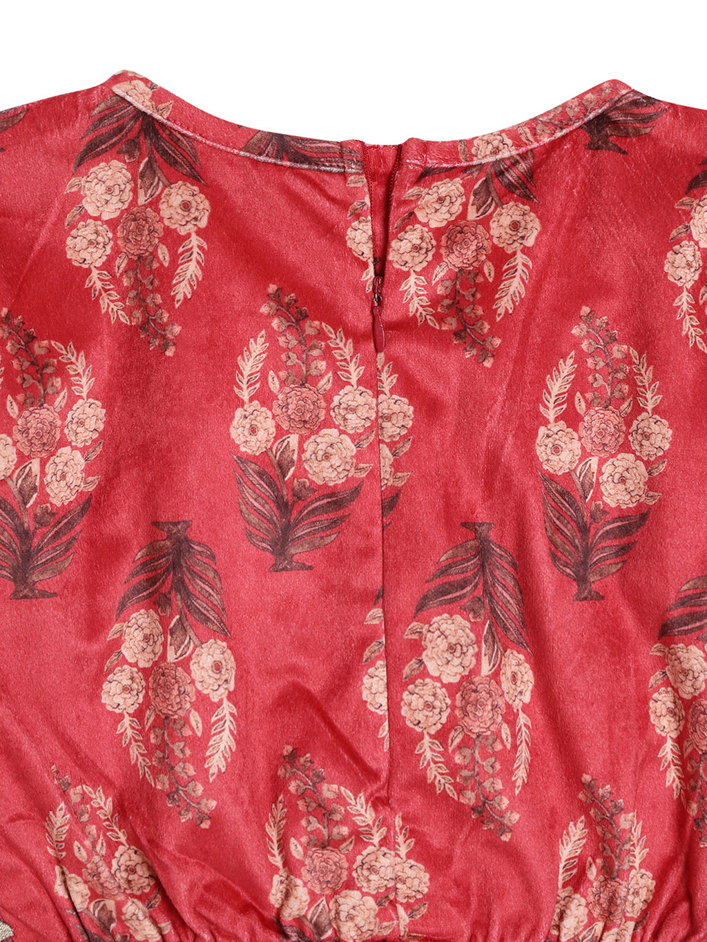 Ahalyaa Girls Floral Printed Velvet Ready to Wear Kids Lehenga Choli