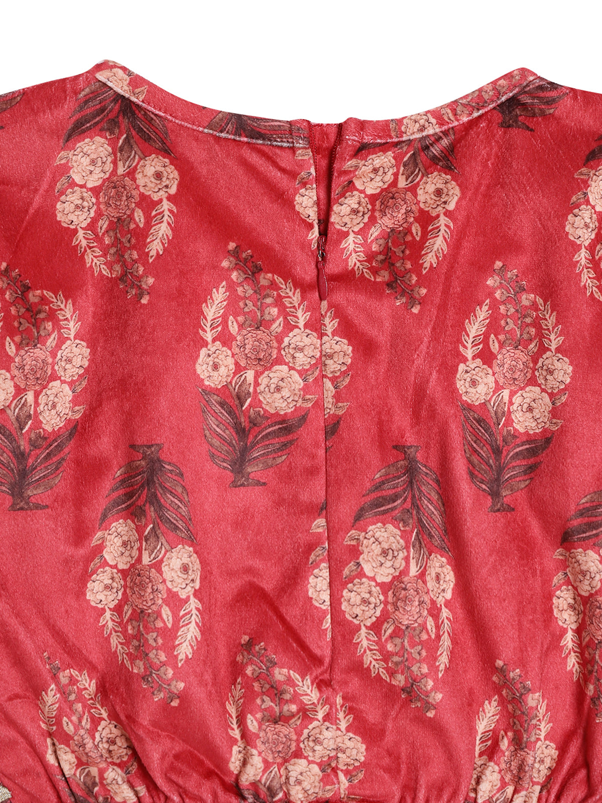 Ahalyaa Girls Floral Printed Velvet Ready to Wear Kids Lehenga Choli