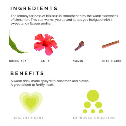 Teabox Organic Hibiscus Cinnamon Clove Green Tea Loose Leaves - 100 gm