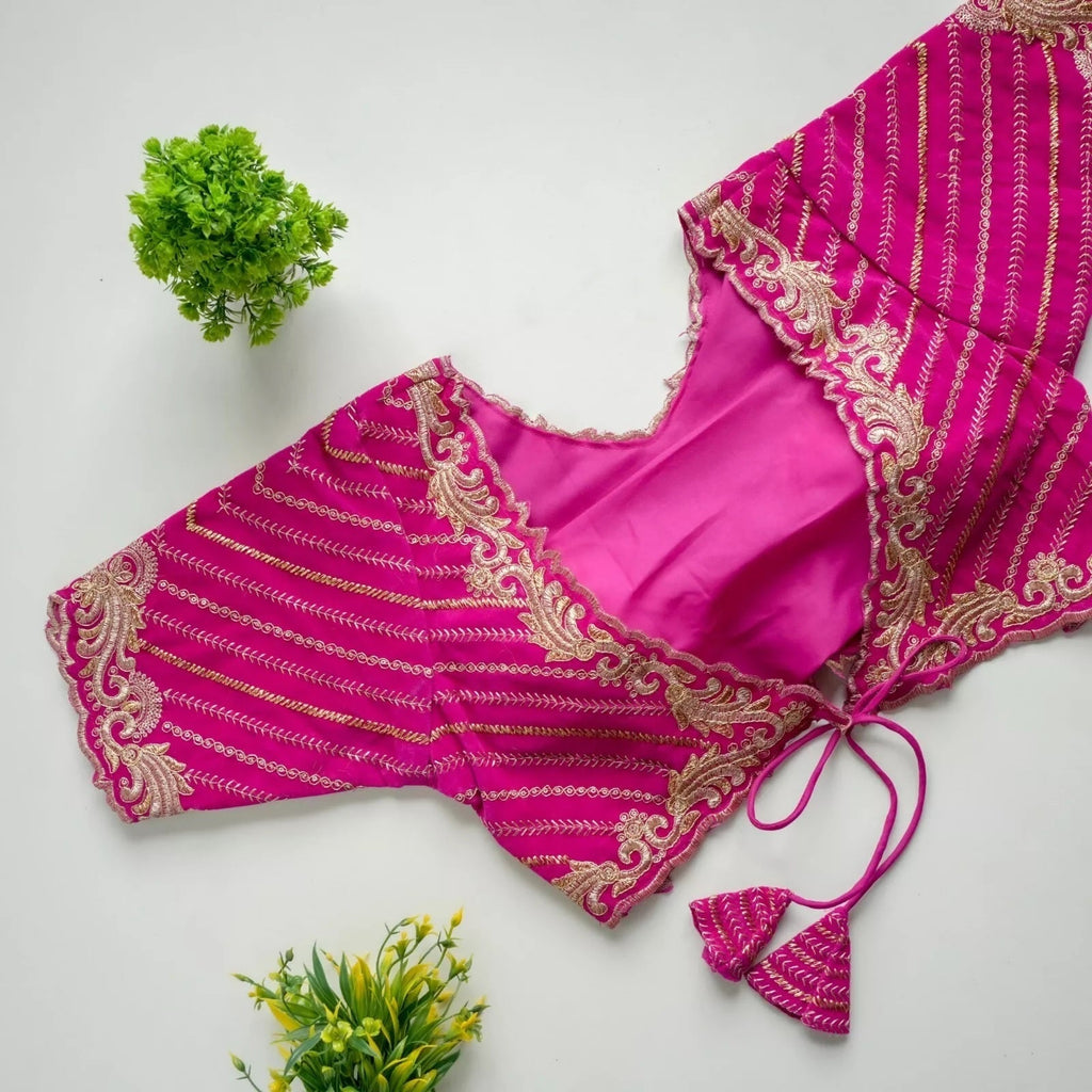 New Stylish Classic Full Stitched Taffeta Silk Blouse & Choli