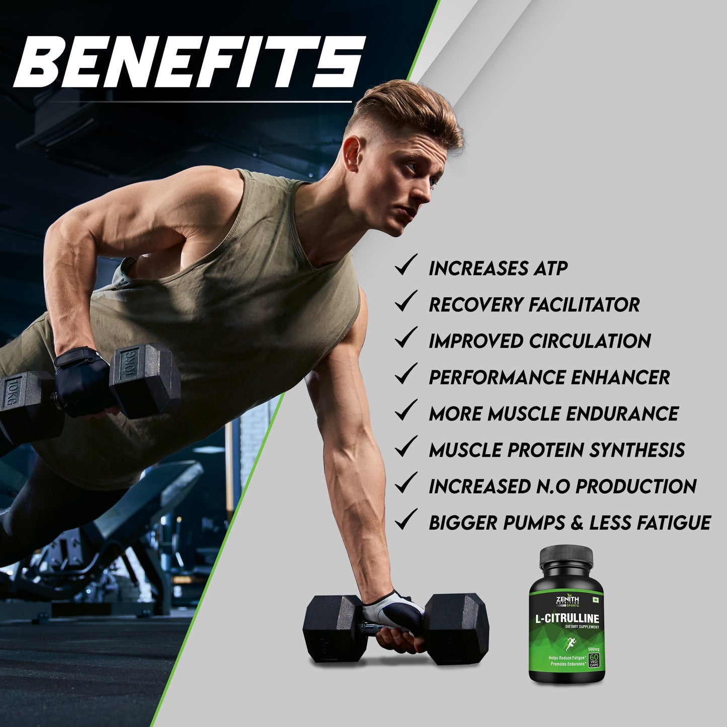 Zenith Sports L-Citrulline - 1000mg per serving - 60 Veg Caps