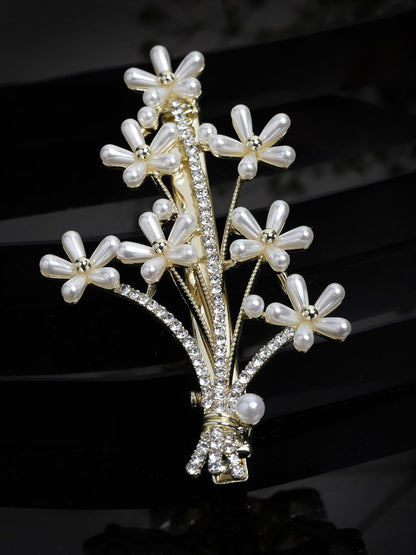 Panash Women Gold-Toned Embellished Alligator Hair Clip