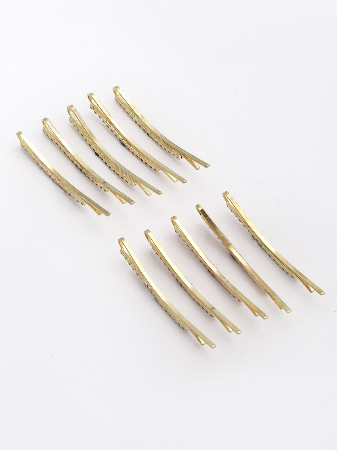 Panash Set of 10 Women Gold-Toned Embellished Bobby Pins