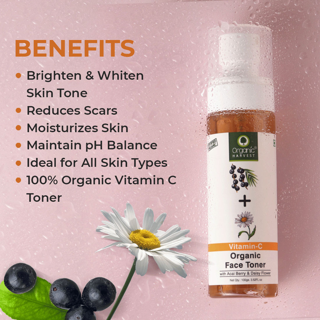 Organic Harvest Organic Vitamin C Face Toner - 100 ml