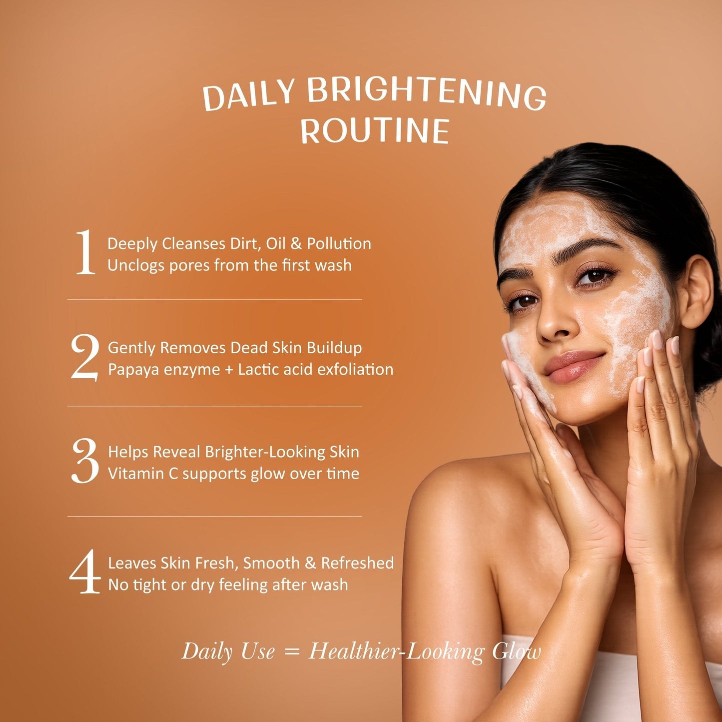 Velleja De-Tan & Exfoliating Face Wash | Vitamin C Tan Removal & Brightening Face Cleanser