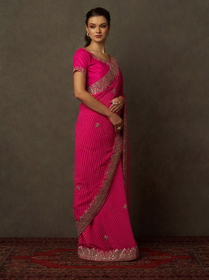 Saree Mall Bandhani Embroidered Pure Georgette Bandhani Sarees