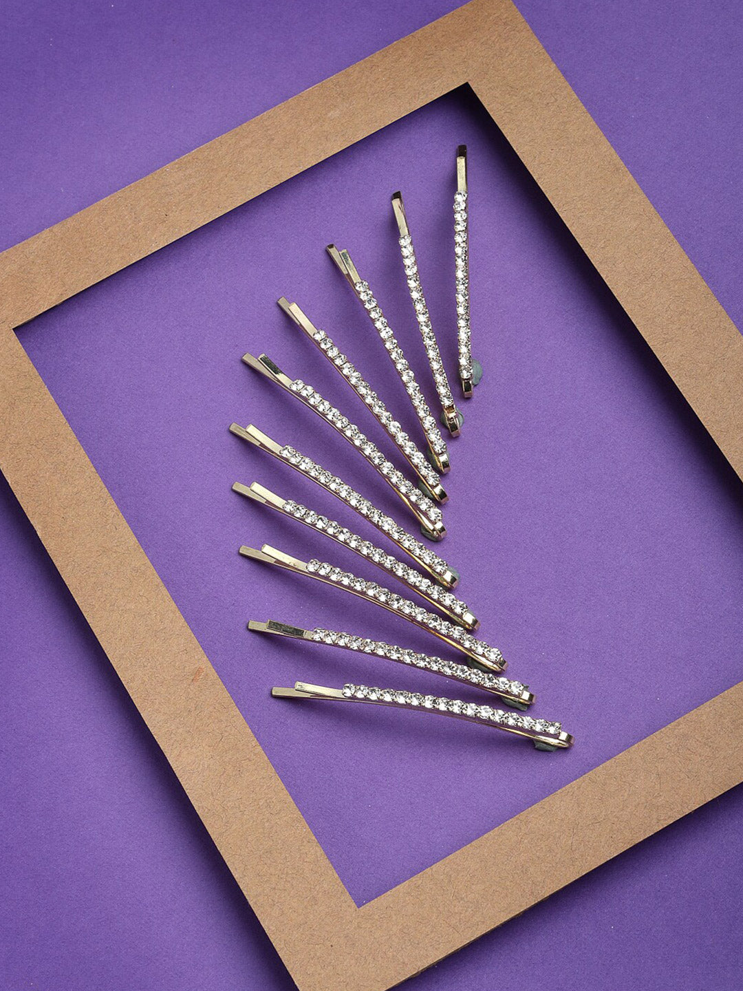 Panash Set of 10 Women Gold-Toned Embellished Bobby Pins