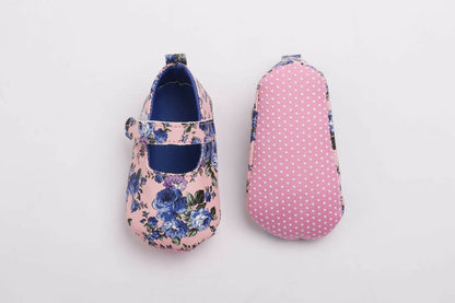 Tiny Bugs Girls Flowral Print Infants Booties - Blue