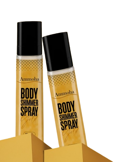 Ammoha Cosmetics Golden Body Shimmer Spray with aloe vera extract