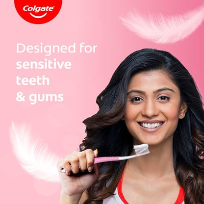 Colgate Gentle Sensitive Care Ultra Soft Bristles Manual Toothbrush for Adult Combo Pack Offer,Multicolor- 5Pcs