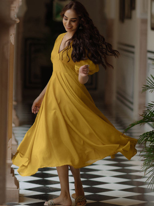 Anayna Long Dress with Balloon Sleeves Ethnic Dresses