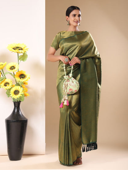 Masq Green & Red Embroidered Potli Clutch