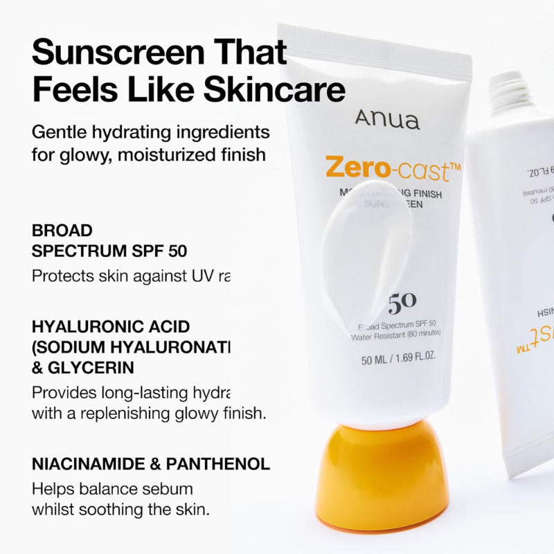Anua Zero-Cast Moisturizing Finish Sunscreen SPF50+ PA++++ - 50 ml