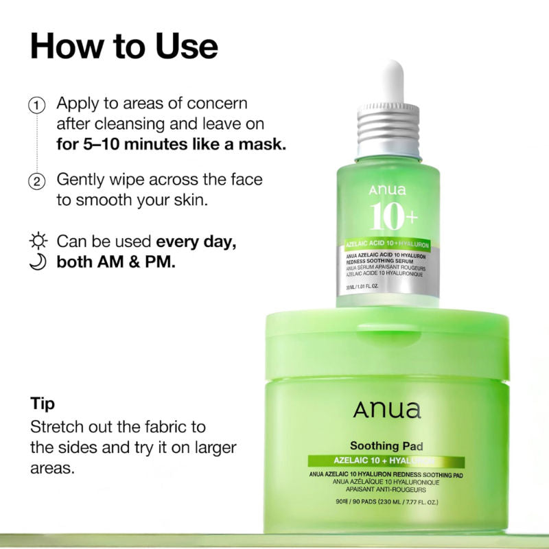 Anua Azelaic 10 + Hyaluron Redness Soothing Pad - 230 ml