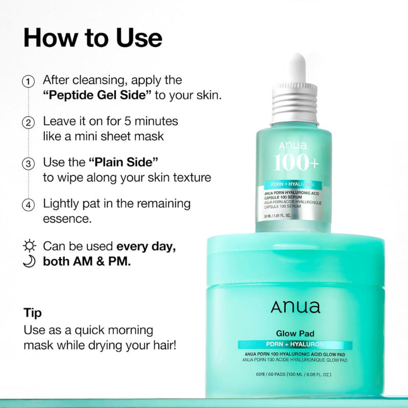 Anua Pdrn 100 Hyaluronic Acid Glow Pad - 180 ml