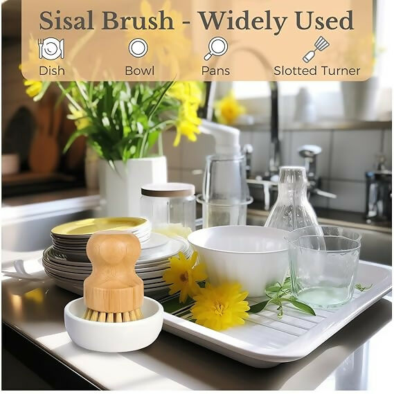 Not Available Bamboo Dish Scrub Brush for Kitchen