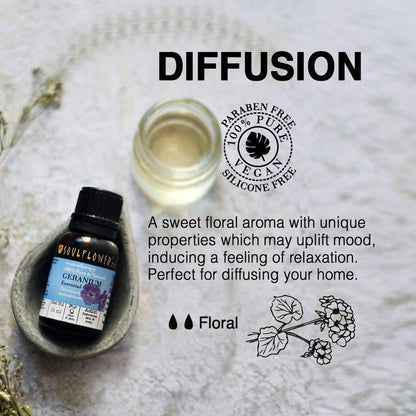 Soulflower Aromatherapy Pure & Natural Geranium Essential Oil