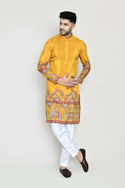 Joban Fashion White Colored Rayon Based With Digital & Sequence Work Fabric Kurta,Straight Fit Pant