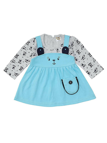 NammaBaby Baby Girl's A-Line Mini Frock Dress - Blue Grey