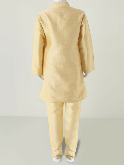 Joban Fashion Kids Island Elegant Box Sequence work Nehru Jacket Full Sleeves Kurta, Pyjama Set - Golden