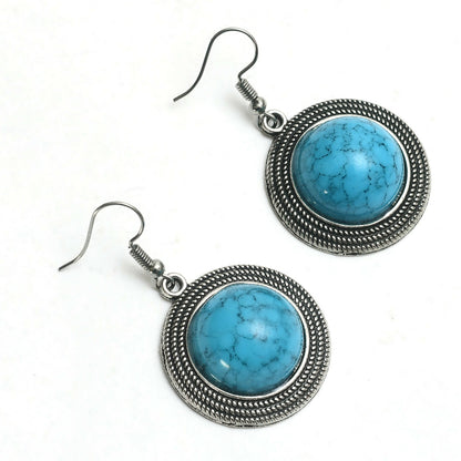 Mominos Fashion Johar Kamal Oxidised Silver-Plated Stone Work Long Necklace Handicraft Sky Blue