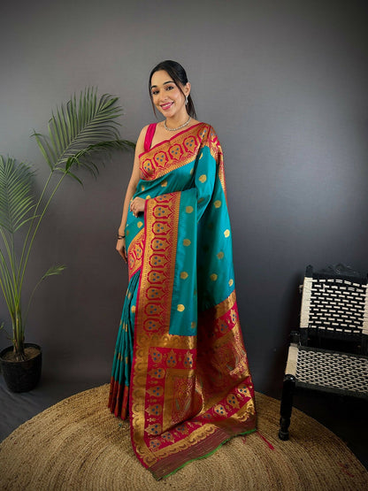 Joban Fashion Red Butti Banarasi Silk Sarees