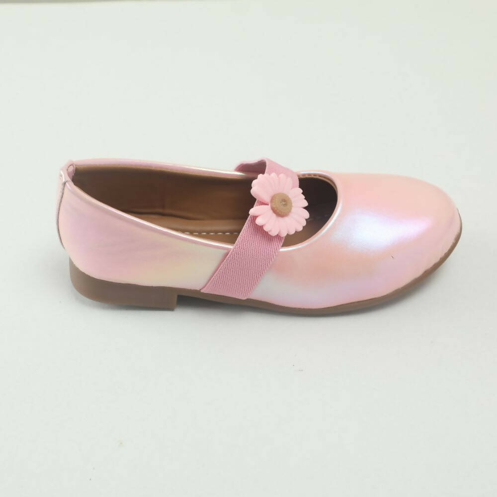 Tiny Bugs Girls Flower Embellished Ballerinas - Pink