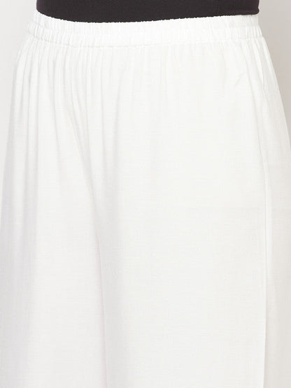 Indian Clothing Aniyah Rayon Flared Slip-On White Palazzo