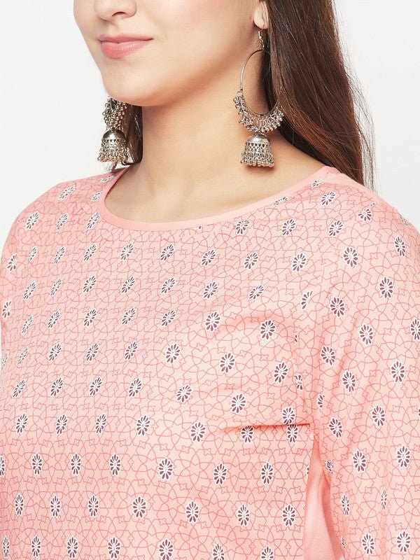 Aniyah Rayon Digital Screen Print Peach Color Straight Kurta