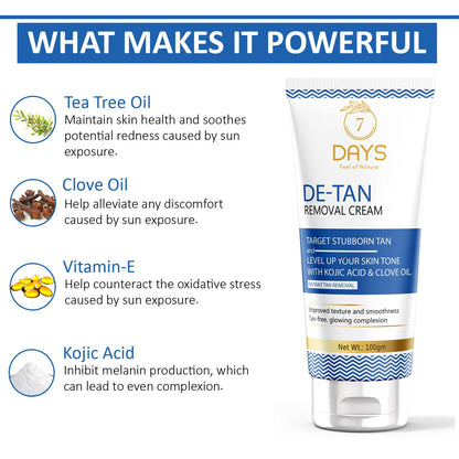 7Days Organic De-Tan Tan Removal Cream - 100 gms