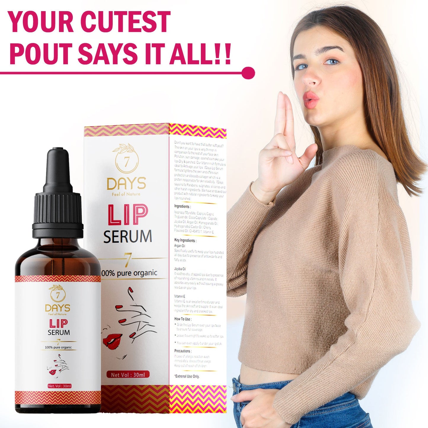 7Days Organic Lip Serum - 30 ml