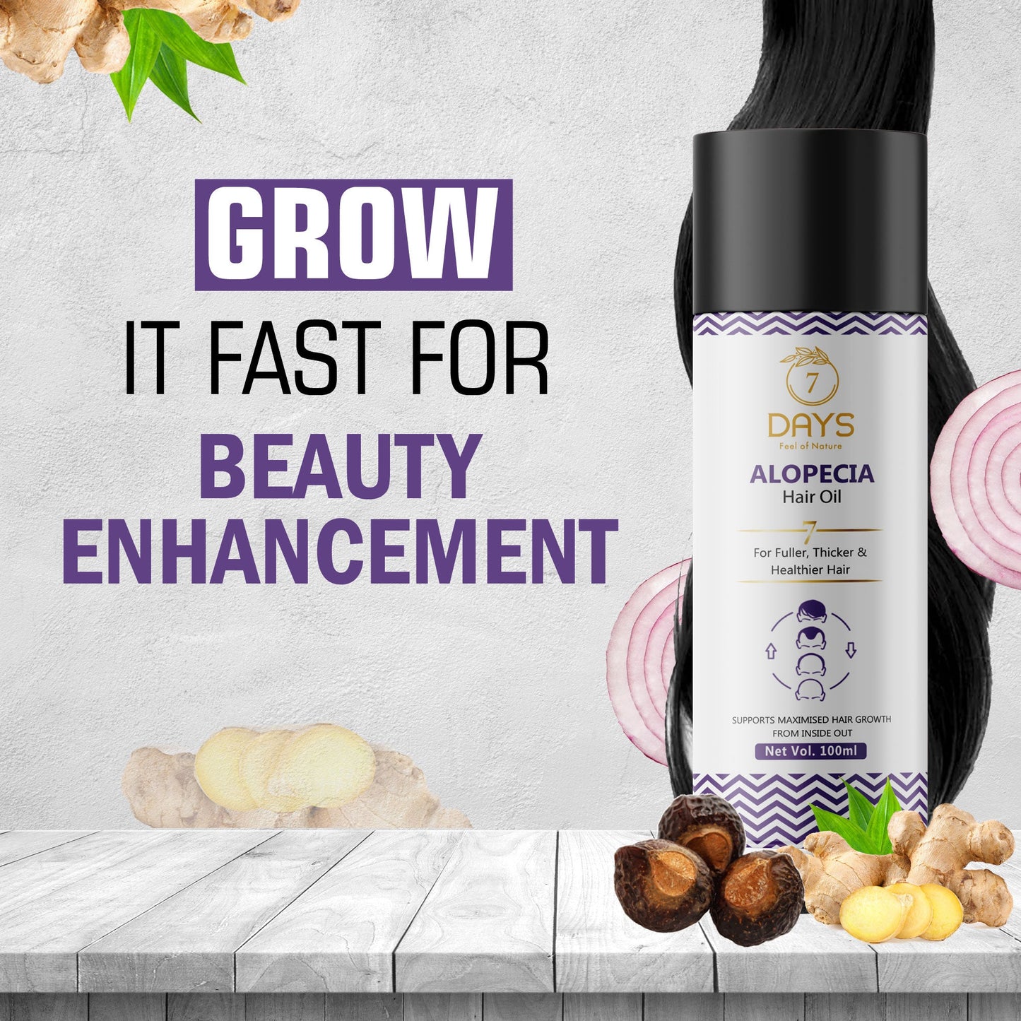 7Days  Organic Alopecia Hair Oil - 100 ml