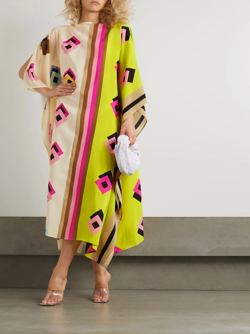 Women's French Moss Digital Printed Casual Wear Kaftans J5691