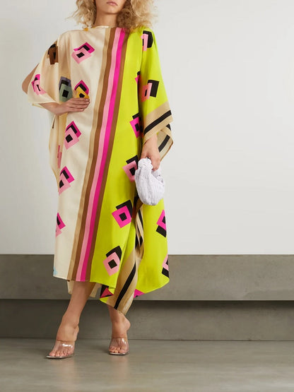 Women's French Moss Digital Printed Casual Wear Kaftans J5691