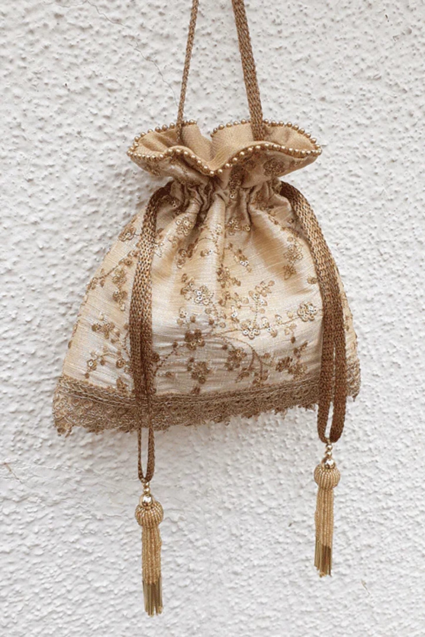 Potli Bag Embroidered poly silk Potli bag