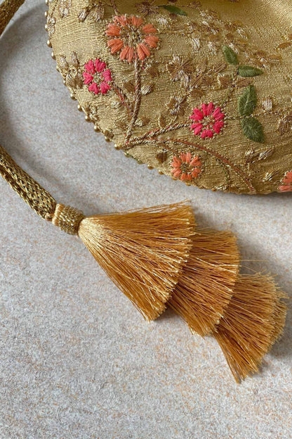 Embroidered poly silk drawstring pouch bag, wedding potli,Valentines gift