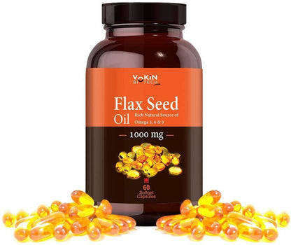 Vokin Biotech Flaxseed Extract Omega 3 6 9  - 60 Capsules