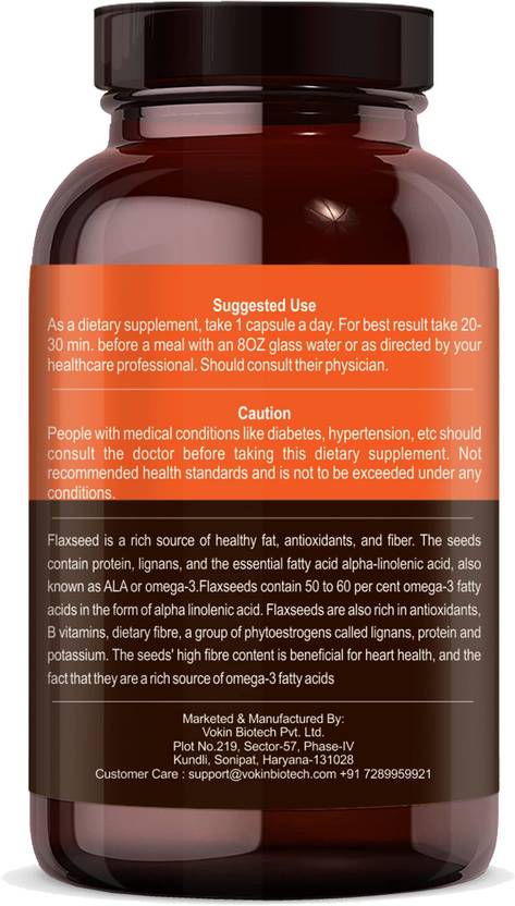 Vokin Biotech Flaxseed Extract Omega 3 6 9  - 60 Capsules