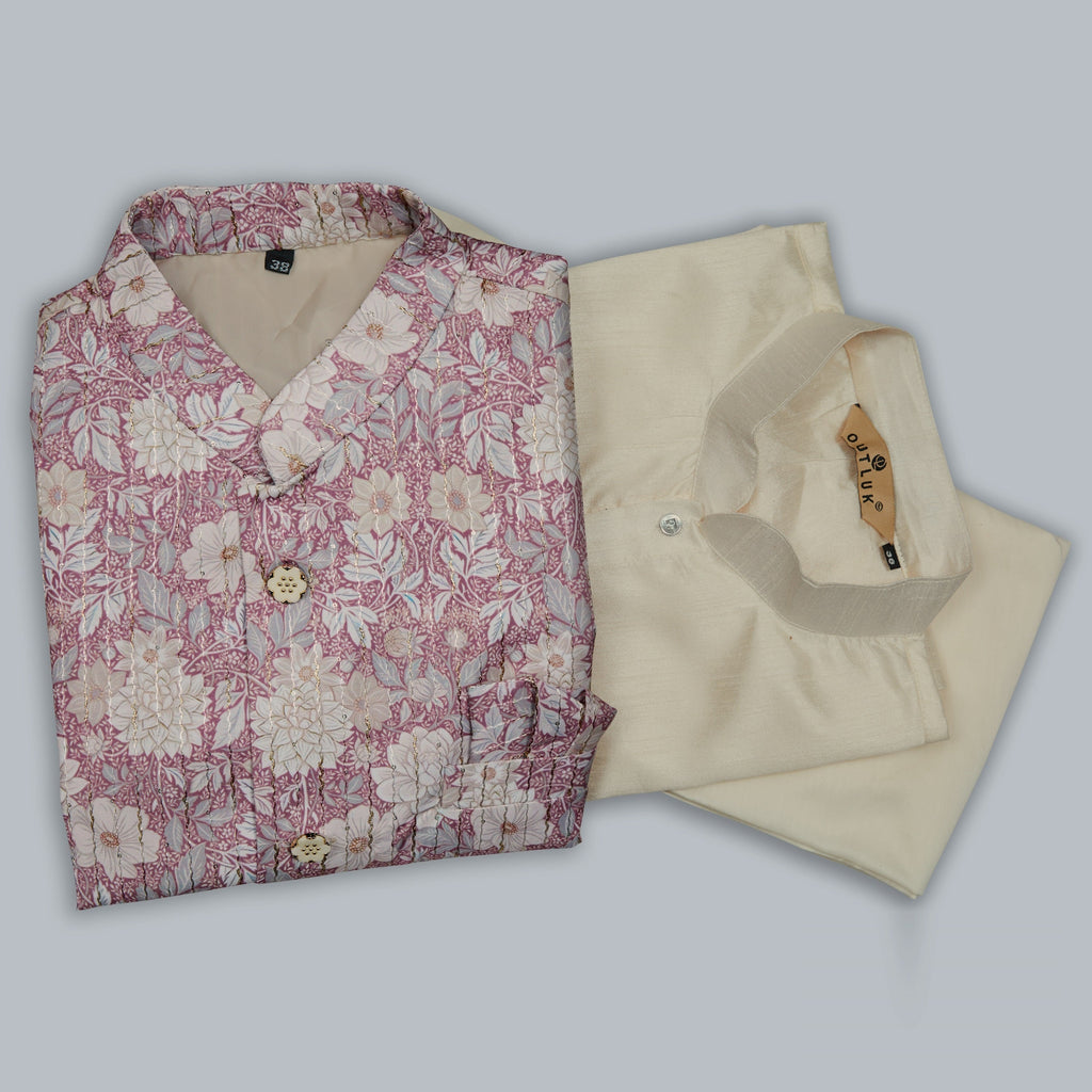 Mastani Silk Kurta Pajama With Heavy Cotton Koti Set