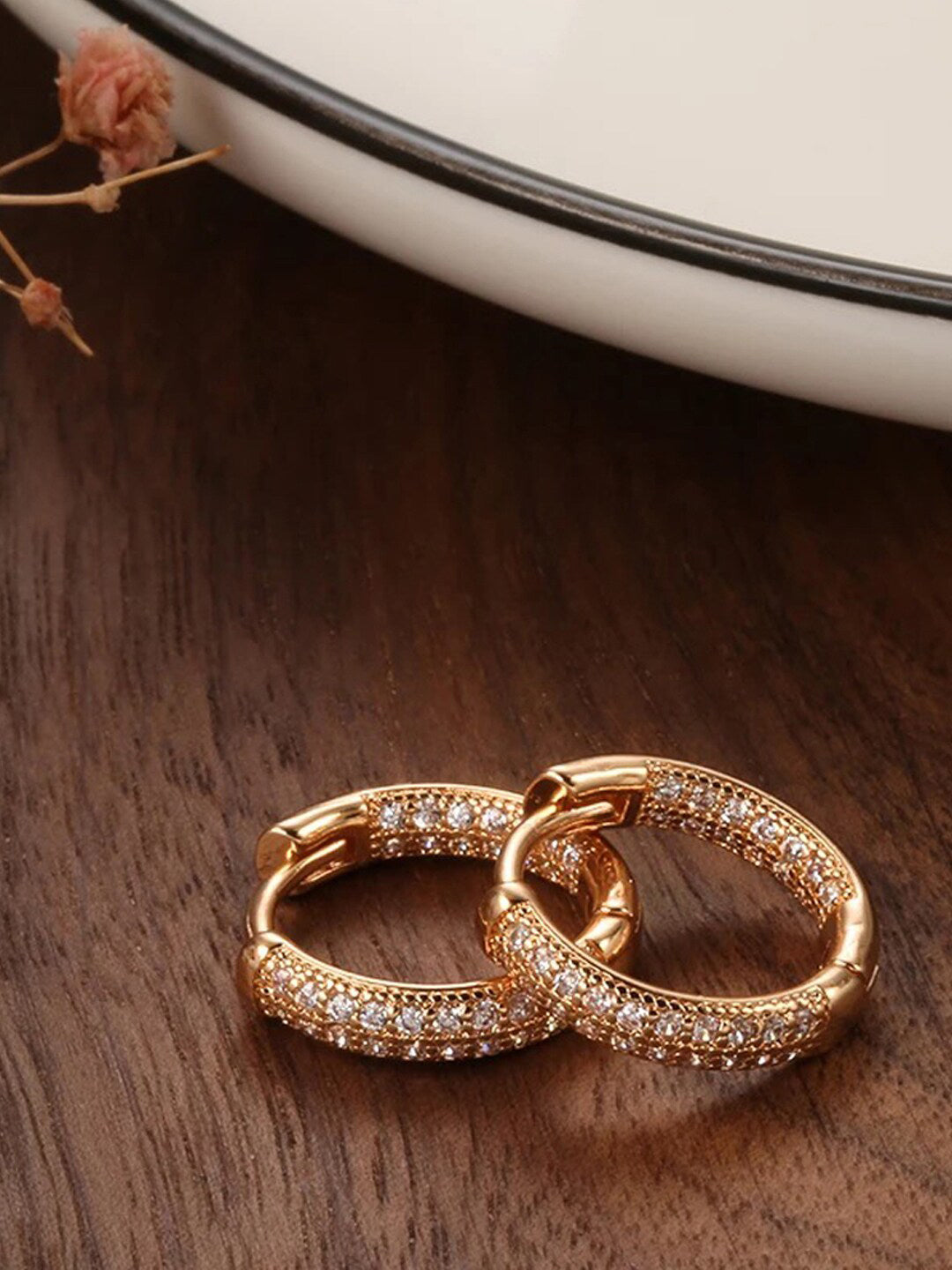 Shining Diva Rose Gold Contemporary Hoop Earrings